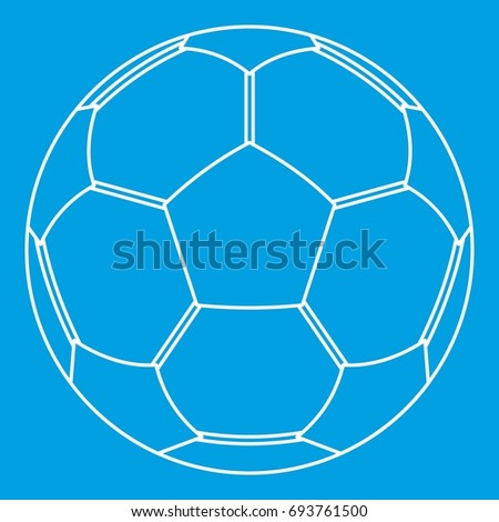 Football ball icon blue outline style isolated vector illustration. Thin line sign