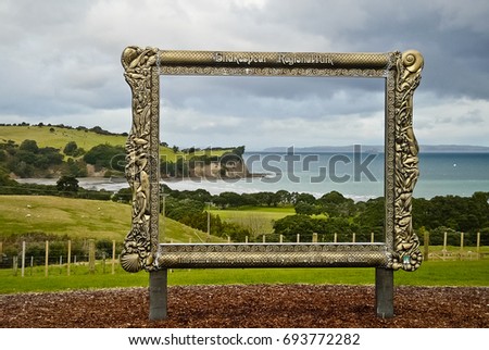 Huge picture frame in Shakespear Regional Park, New Zealand