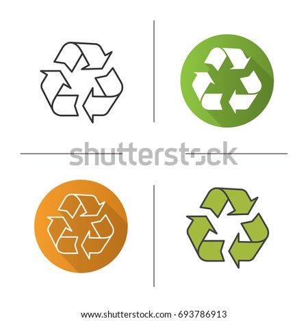 Recycle symbol icon. Flat design, linear and color styles. Isolated raster illustrations