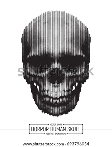 Vector Human Horror Skull Art Illustration Isolated on White Background