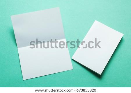 Identity design, corporate templates, company style, blank white folding paper flyer, mock-up.
