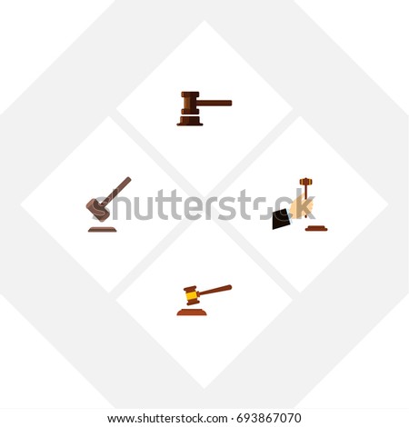 Flat Icon Hammer Set Of Tribunal, Hammer, Law And Other Vector Objects. Also Includes Legal, Defense, Hammer Elements.