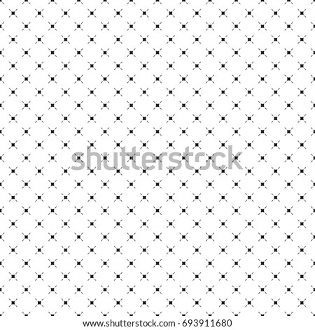 Vector minimalist background. Simple modern geometric seamless pattern with small thin lines, squares, diagonal grid, repeat tiles. Black & white abstract texture. Design for decor, textile, wrapping