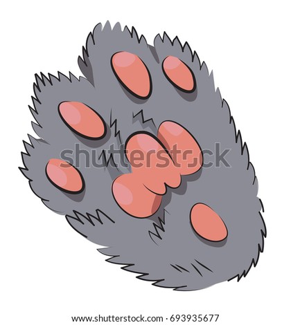 Cartoon image of animal paw. Logo concept. An artistic freehand picture.