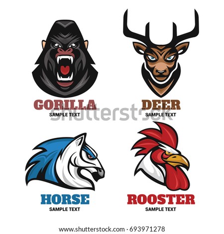 Sport logo animal head vector collection.