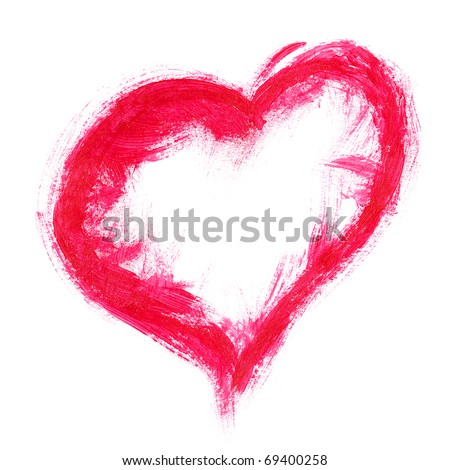 Painted heart symbol isolated on white