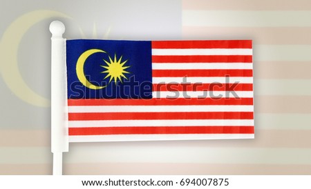 Malaysia flag also known as Jalur Gemilang wave isolated over white background. Conceptual photo for the Independence Day Celebration or Merdeka Day, 31 of August.