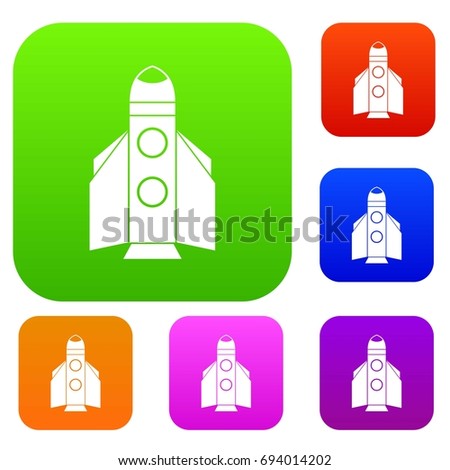 Rocket set icon in different colors isolated vector illustration. Premium collection