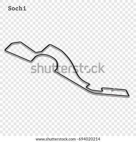 Russian grand prix race track. circuit for motorsport and autosport. Vector illustration. Sochi Autodrom, Sochi Royalty-Free Stock Photo #694020214