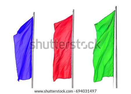 Isolate on white background. Three flag blue red green