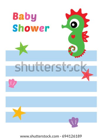 cute baby seahorse baby shower card vector