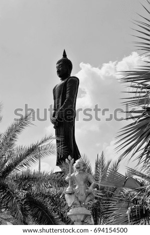 Buddha image black and white picture