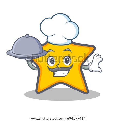 Chef star character cartoon style with food