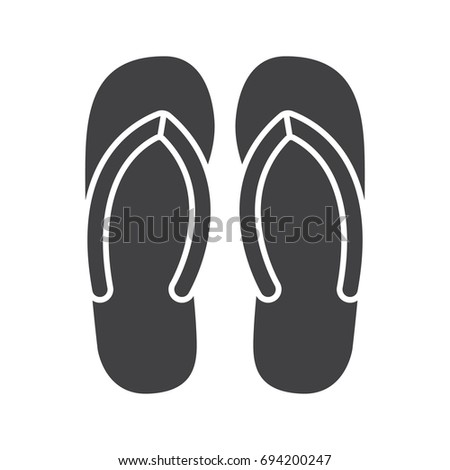 Flip flops glyph icon. Silhouette symbol. Summer slippers. Negative space. Raster isolated illustration