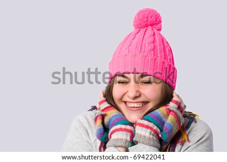 Laughing winter girl