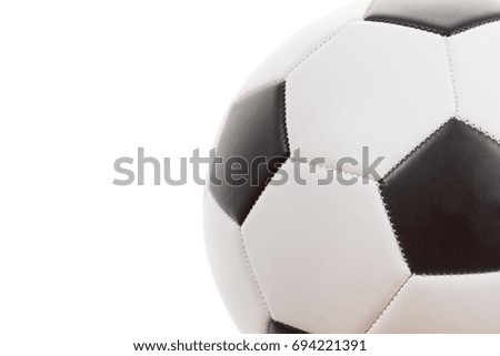 soccer ball closeup isolated. on white with copy space