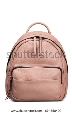 Pink leather female backpack