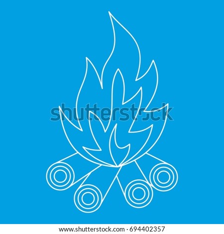 Bonfire icon blue outline style isolated vector illustration. Thin line sign