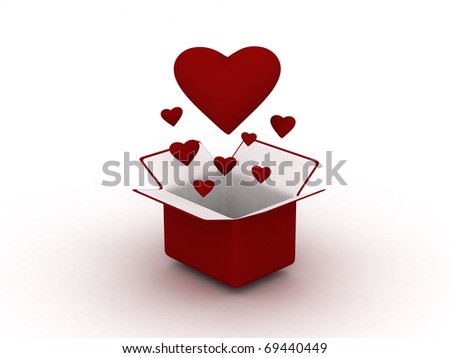 red heart in box