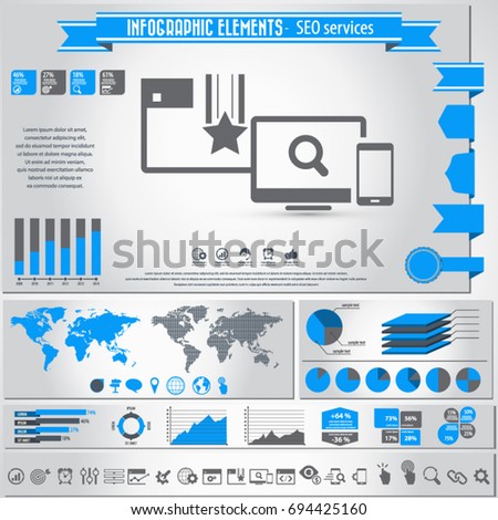 Set of SEO and Development icons and infographics element. Vector.