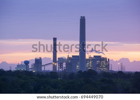 The industrial view in Jacksonville city before the sunrise (Florida).