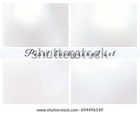 Pearl background set. Shiny wallpaper. Card template. Light paper. White texture. Made with mesh gradient without clipping mask. Vector illustration . Royalty-Free Stock Photo #694496149