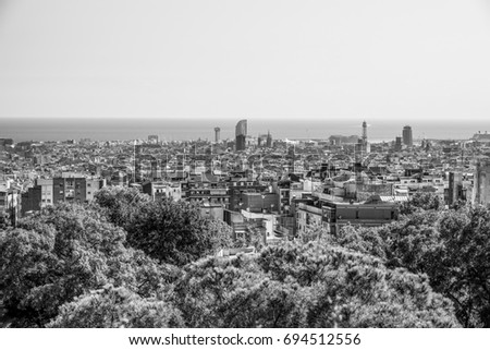 Beautiful view over Barcelona from Park Guell