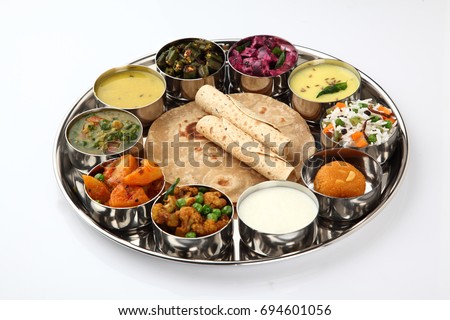 Indian FOOD , Indian food thali,  north indian thali, Royalty-Free Stock Photo #694601056