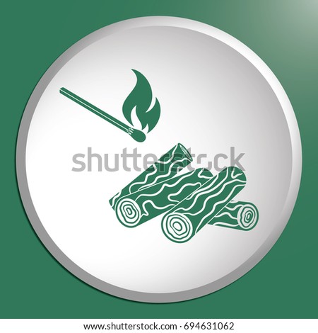 Firewood and matches icon Vector illustration

