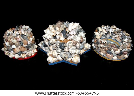 Handmade. Products from seashells. Ashtray from shells.