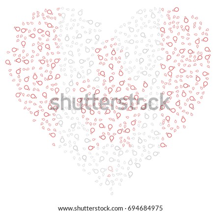 Heart shaped abstract Canadian flag - the flag of Canada made of small red and white light bulbs