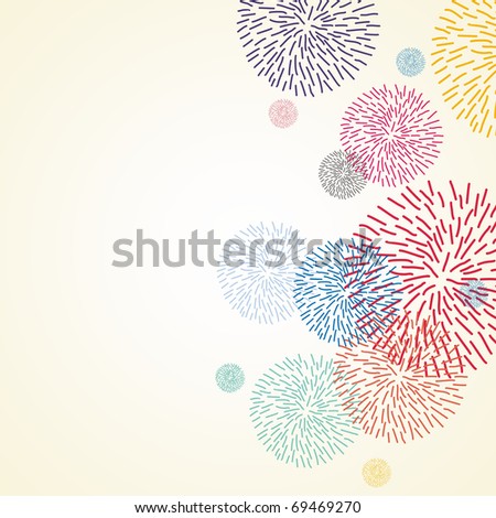 stylized fireworks display from the brightly colored forms