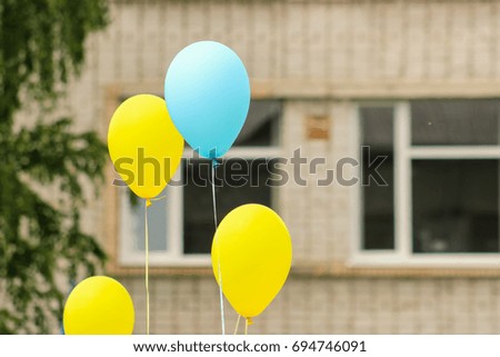 Colorful Balloons flying in Festive Party at top