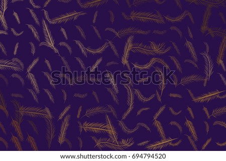 The feather illustrations background abstract, hand drawn. Cartoon style vector graphic.