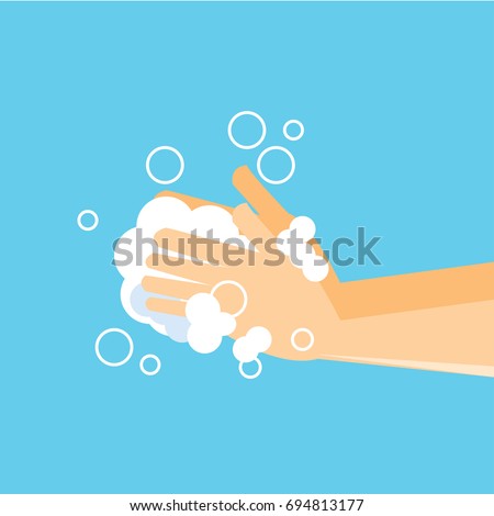 Washing hand with soap -vector Royalty-Free Stock Photo #694813177