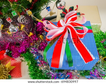 Gift box decorated with Christmas tree