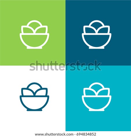 Salad green and blue material color minimal icon or logo design