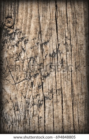 Old Weathered Cracked Knotted Pinewood Plank Vignetted Grunge Texture
