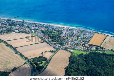 Panorama flight over the North of Germany, Schleswig-Holstein and the island Fehmarn