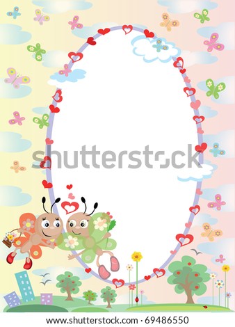 Summer frame with butterflies