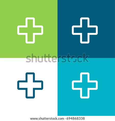 Hospital green and blue material color minimal icon or logo design