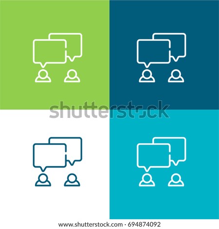 Chat green and blue material color minimal icon or logo design