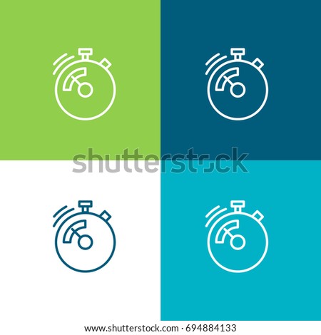 Chronometer green and blue material color minimal icon or logo design