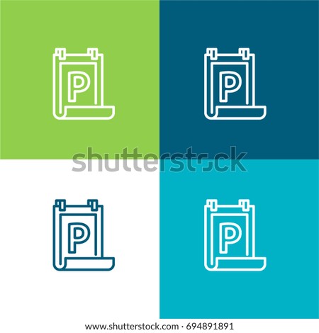Poster green and blue material color minimal icon or logo design