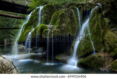 Bigar waterfall Caras - Severin, Romania. The Izvorul Bigăr is located at the south-west limit of the country, in the south of the Anina Mountains (a group of mountains included in the Banat Mountain)