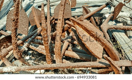 Old rusty anchors