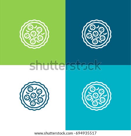 Pizza green and blue material color minimal icon or logo design