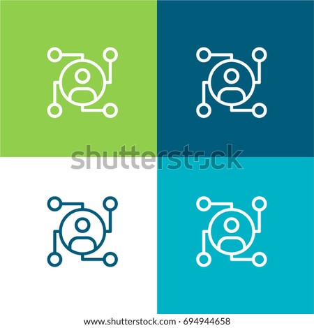 Network green and blue material color minimal icon or logo design