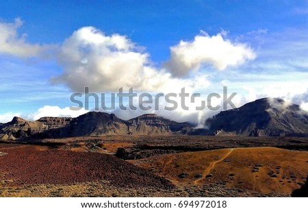 Amazing view of volcanic mountains and landscape in Pico del Teide National Park, Tenerife, Spain