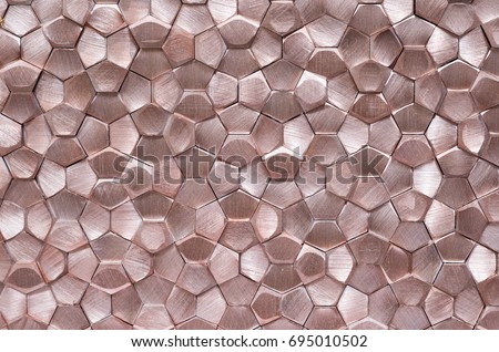 Geometric abstract metal texture,rose gold, red gold. Royalty-Free Stock Photo #695010502